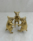 Vintage Brass Frolicking Pigs Holding Hands