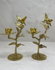 Vintage Brass Hummingbird Candleholders-A Pair