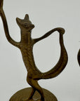 Dancing Fox Candleholders- A Pair