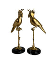 Hollywood Regency Brass Cockatoo Pair on Marble – Mid-Century Modern Elegance