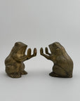 Vintage Brass Patty Cake Frog Bookends- A Pair