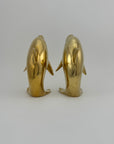 Vintage Solid Brass Dolphins – 10” Coastal Wishing Vessels/Coin Banks-A Pair