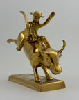 Rare Brass Bull Rider Figurine – Rodeo Cowboy Statue, Western Americana