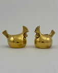 Pair of Small Vintage Brass Hen Candlestick Holders – Whimsical Farmhouse/Eclectic/Folk Art