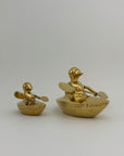 Vintage Brass Duck and Duckling Paddling Boats-A Pair