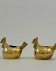 Pair of Small Vintage Brass Hen Candlestick Holders – Whimsical Farmhouse/Eclectic/Folk Art
