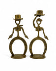 Cowboy Brass Candlestick Holders- A Pair