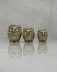 Vintage Brass Owl Family- A Set of Three