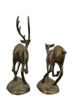 Vintage Mid-Century Brass Running Deer Sculptures – Pair