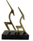 Large and Heavy Vintage Dolbi Cashier Brass Gazelle Sculpture on Marble Base