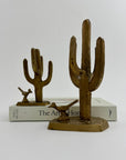 Vintage Brass Saguaro Cactus & Roadrunner — Pair (Set of 2)