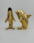 Vintage Solid Brass Dolphins – 10” Coastal Wishing Vessels/Coin Banks-A Pair