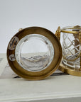 Pair of Vintage Andrea by Sadek Brass & Crystal Candle Holders