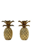 Vintage Brass Pineapple Candle Holders | Mid-Century Tropical Glam Pair- 5 Inches Tall