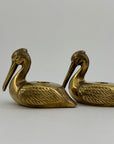 Vintage Brass Pelican Taper Candlestick Holders-A Pair