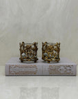 Vintage Brass Floral Candleholders-A Pair