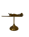 Vintage Brass Airplane on Stand | Mid-Century Aviator Sculpture