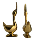 Vintage Polished Brass Geese Sculptures – Elegant Mid-Century Modern Pair