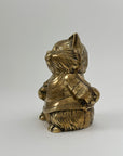 Vintage Brass Cat Coin Bank – Mid-Century Whimsical Feline Sculpture, Hollywood Regency Decor