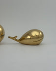 Vintage Brass Whale Pair – Large & Small Coastal Nautical Sculptures