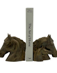 Vintage Brass Horse Head Mother and Foal Bookends-A Pair