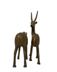 Vintage Mid-Century Brass Antelope Gazelle Figurines – Pair with Long Horns, Safari Wildlife Decor