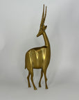 Dolbi Cashier Style Brass Gazelle Sculpture – 19” Tall Mid Century Modern Antelope – Statement Safari Decor