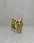 Vintage Brass Frolicking Pigs Holding Hands