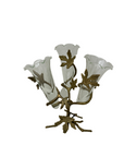 Vintage Brass & Glass Ivy Leaf Triple Epergne Bud Vase