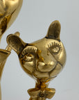 Vintage Brass Cats with Bow tie-A Pair