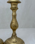 Vintage Brass Floral Candlestick Holders-A Pair