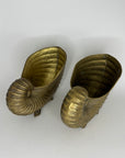 Vintage Brass Nautilus Shell Vessels / Wine Holders / Cachepots