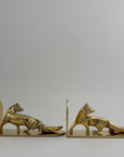 Made in England Brass Fox Bookends — 9.76 lb Pair, 9” Long Woodland Animal Library Decor (Mid-Century / Hollywood Regency)