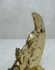 Vintage Brass Bookends of Girl Sleeping in Moon- A Pair