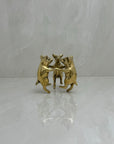Vintage Brass Frolicking Pigs Holding Hands