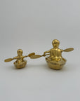 Vintage Brass Duck and Duckling Paddling Boats-A Pair