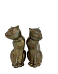 Vintage Brass Cat Sculptures — Mid-Century Modern Pair