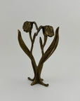 Vintage Brass Flower Candlestick Holder