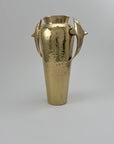 Vintage Brass Dolphin Vase – 12” Tall Hammered Coastal Nautical Decor, Hollywood Regency Style, Dolphin Handles