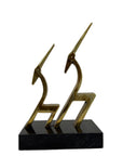 Large and Heavy Vintage Dolbi Cashier Brass Gazelle Sculpture on Marble Base