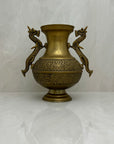 Vintage Brass Vase With Dragon Handles