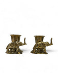 Vintage Brass Elephant Candlestick Holders-A Pair