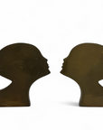 Rare Mid-Century Modern Brass Kissing Profile Sculptures-A Pair