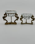 Vintage Brass Dragon Stand with Crystal Candleholder Insert- A Pair