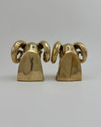 Mid-Century Brass Ram’s Head Bookends – Hollywood Regency Style