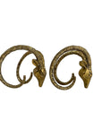 Small Vintage Brass Ram Head Sculptures – Hollywood Regency Mid-Century Pair