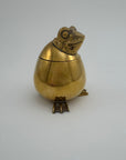 Vintage Brass Frog Lidded Trinket/Candle Pot