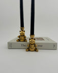 Vintage Brass Teddy Bear Candlestick Holders-A Pair