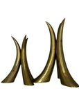 Pair of Brass Horn Tusk Stand Table Sculpture MCM Centerpiece 11" tall