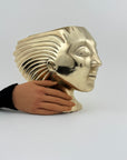 Rare Vintage Dolbi Cashier Brass Woman Head Sculpture – Flowing Hair Bust, 10 lbs